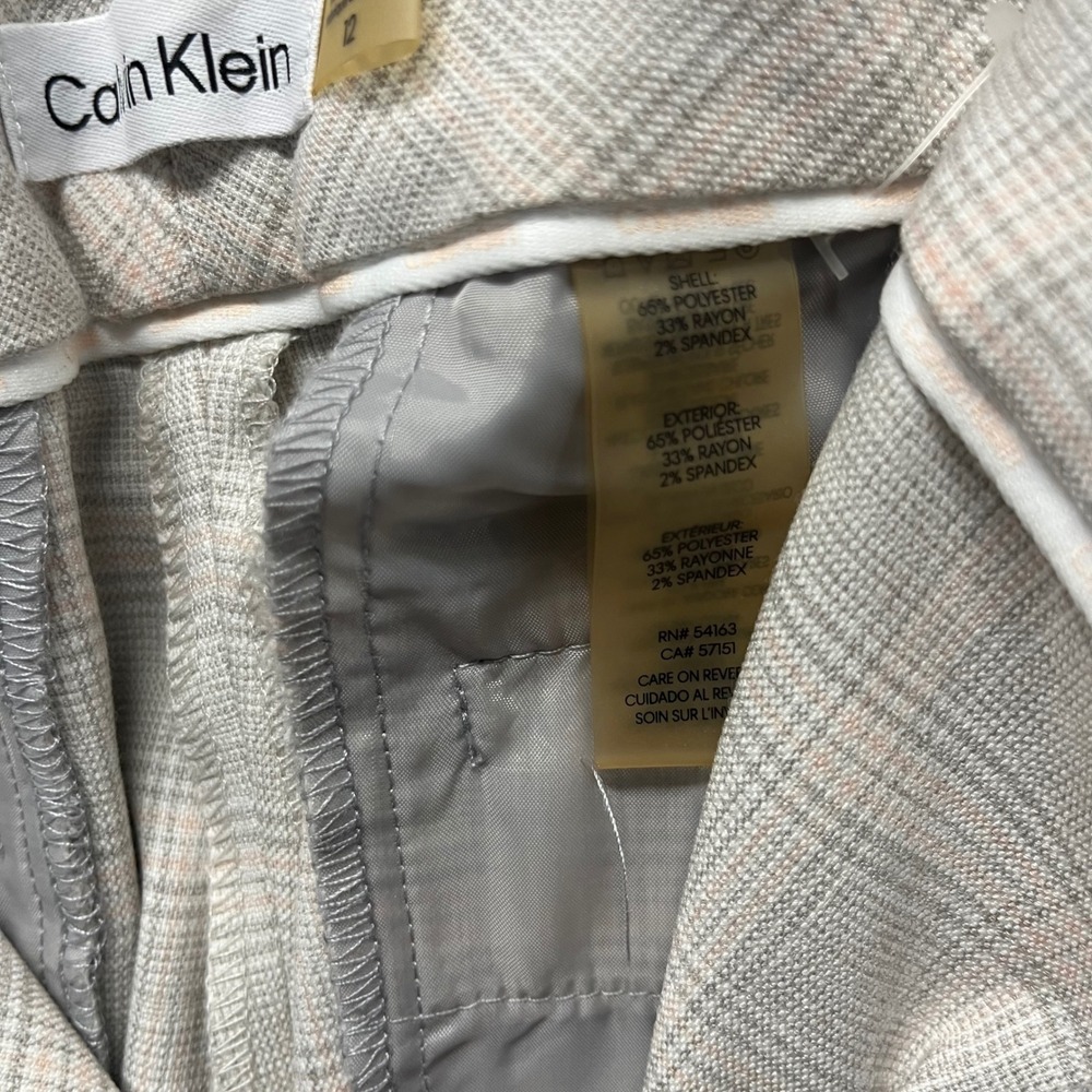 Calvin Klein Womens Grey Plaid Straight Leg Dress Pants Size 12 S32PO720 - Picture 3 of 7